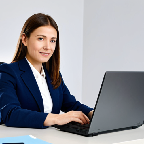 Businesswoman at Desk**

"A professional businesswoman in a modest business suit sitting at a clean desk in a bright, modern office, working on a laptop, fully clothed, appropriate attire, safe for work, perfect anatomy, correct proportions, well-formed hands, proper finger count, natural pose, professional setting, family-friendly, high quality, detailed background, natural lighting."

**